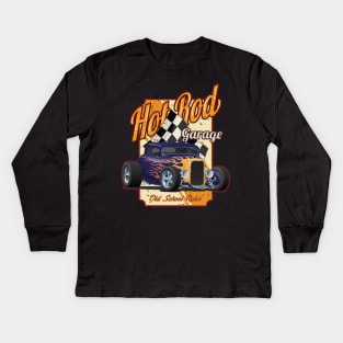 Hot Rod Garage Old School Rules Kids Long Sleeve T-Shirt